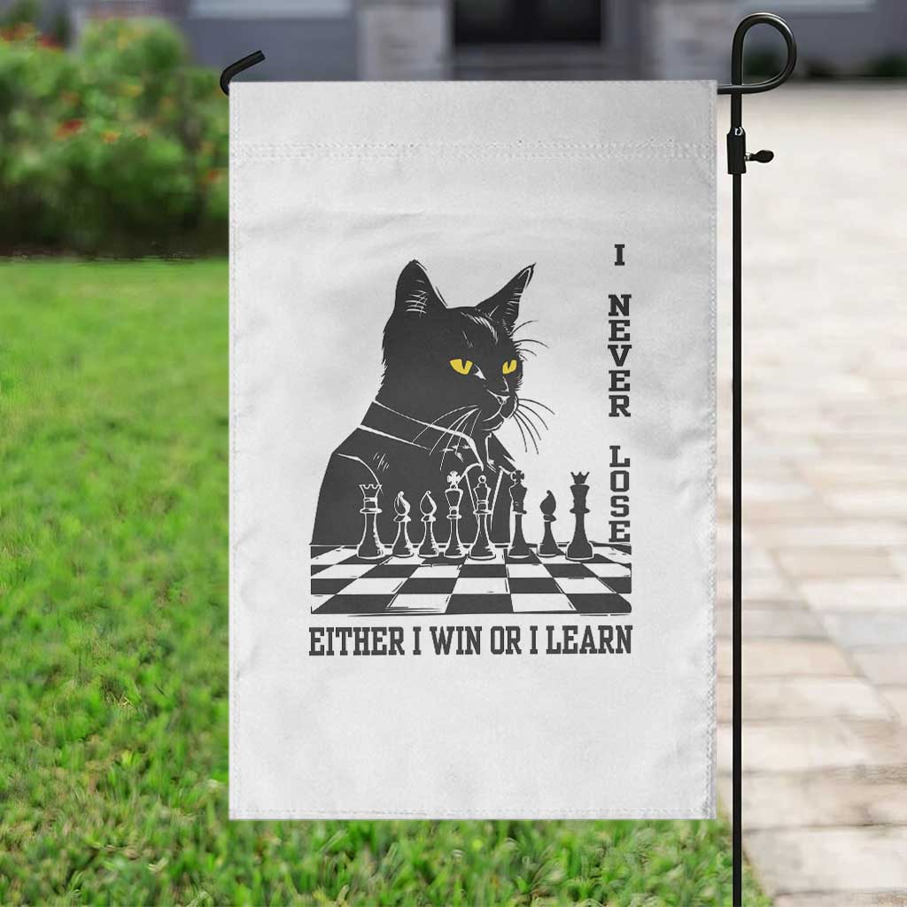 Chess Lover Garden Flag I Never Lose Either I Win Or I Learn Elegant Cool Cat