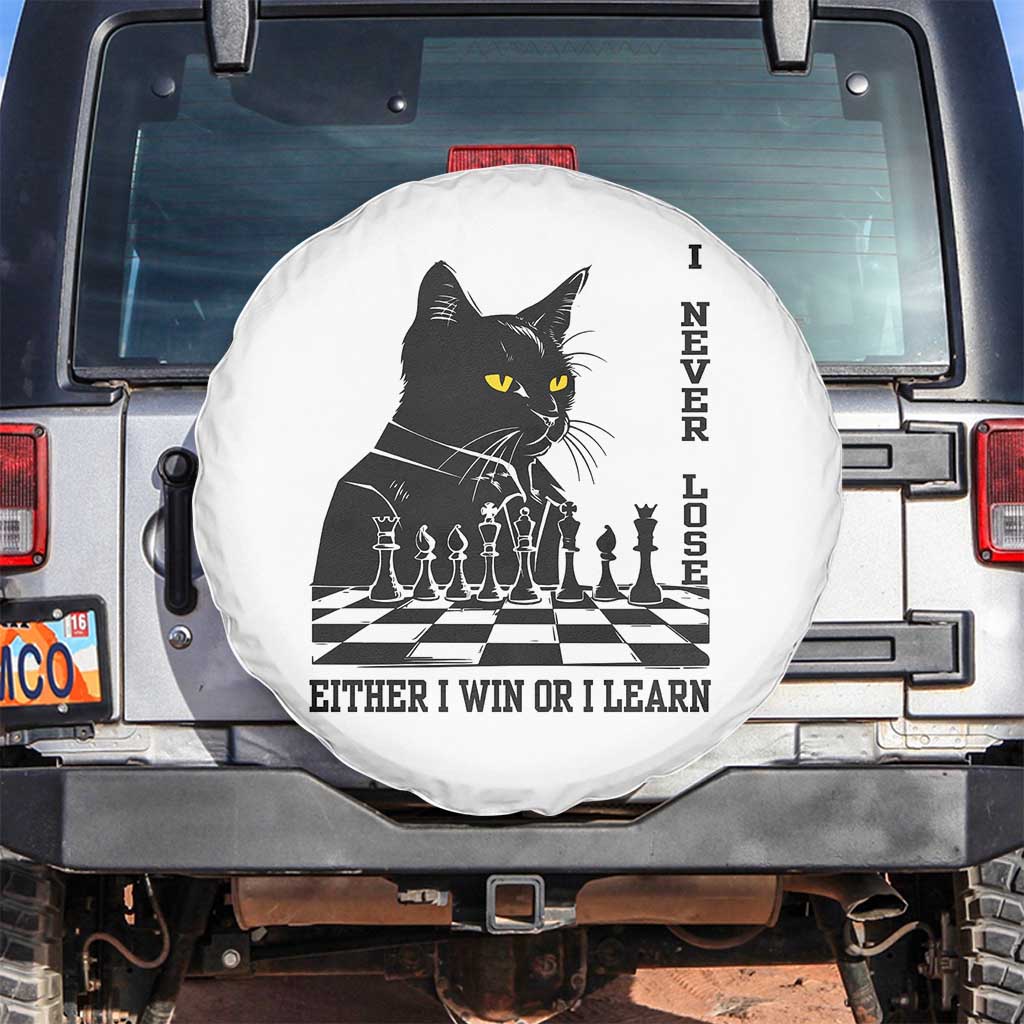 Chess Lover Spare Tire Cover I Never Lose Either I Win Or I Learn Elegant Cool Cat