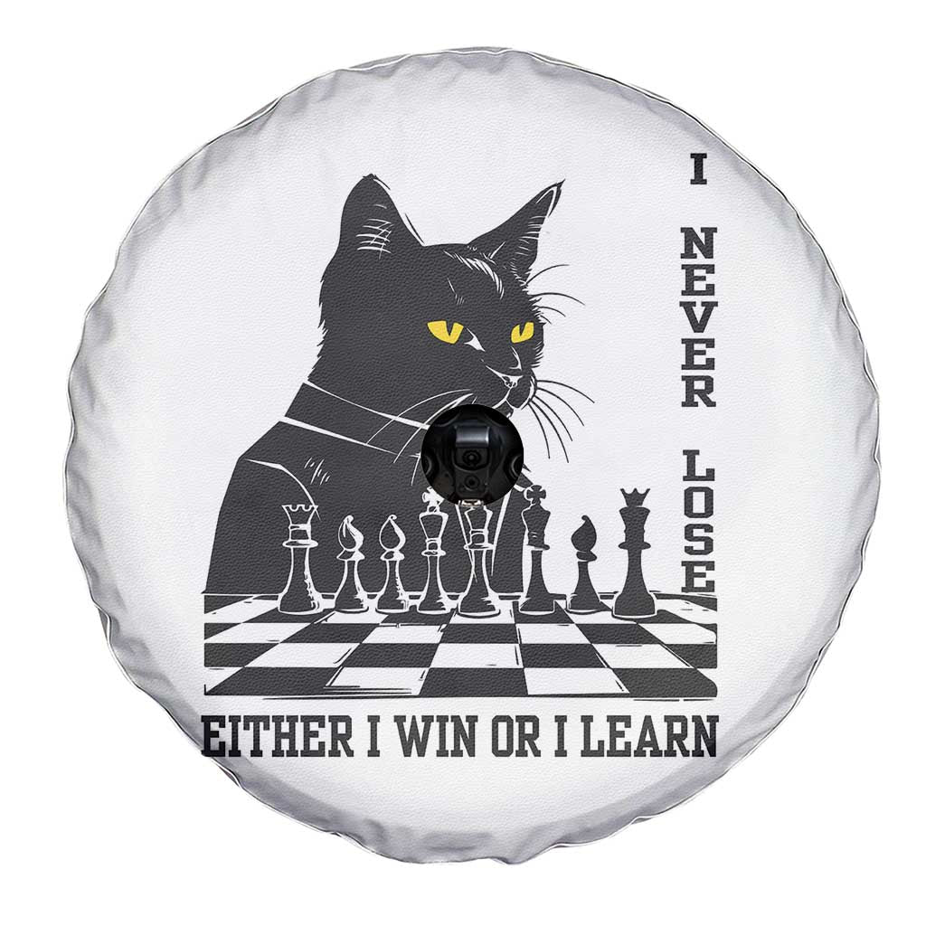 Chess Lover Spare Tire Cover I Never Lose Either I Win Or I Learn Elegant Cool Cat