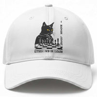 Chess Lover Baseball Cap I Never Lose Either I Win Or I Learn Elegant Cool Cat