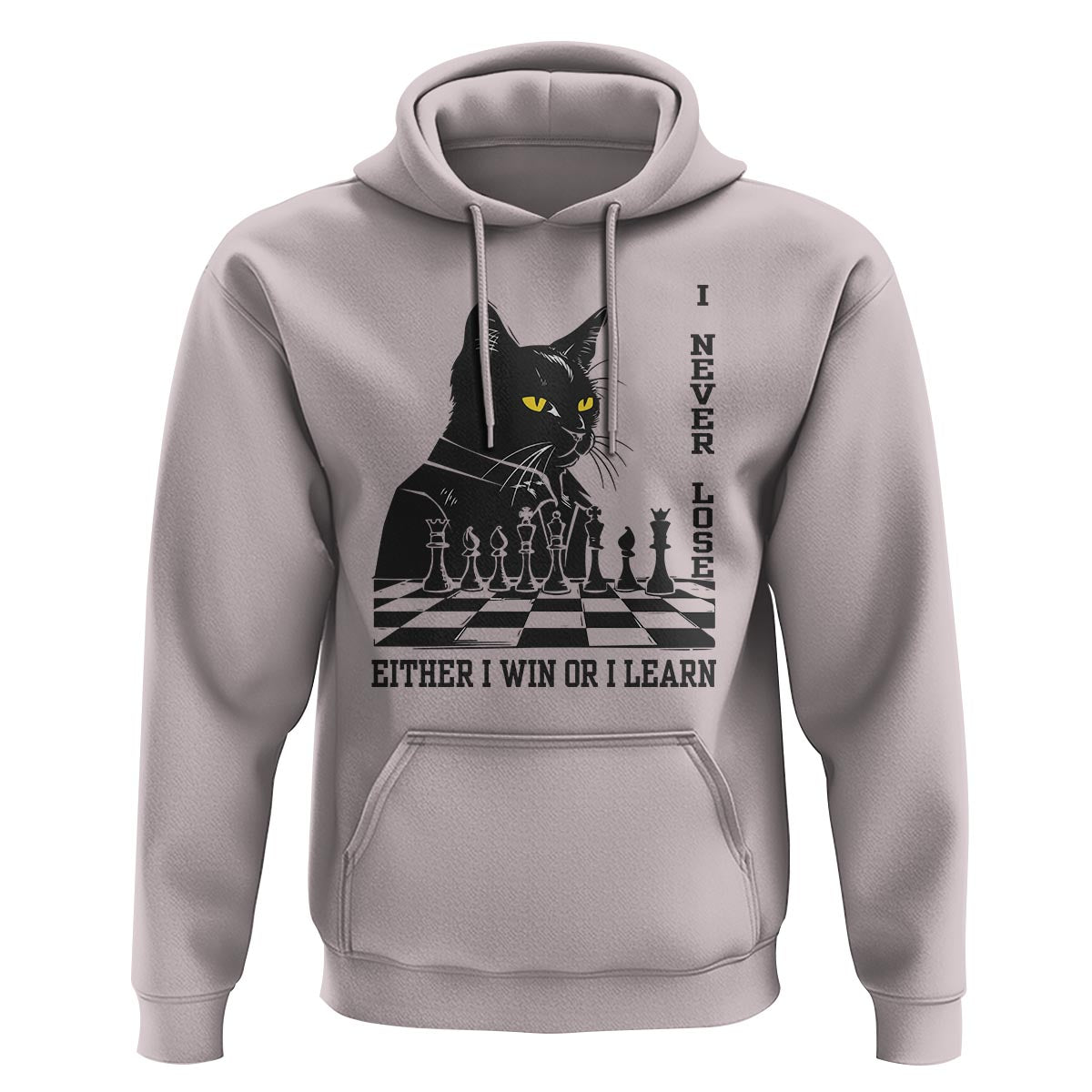 Chess Lover Hoodie I Never Lose Either I Win Or I Learn Elegant Cool Cat - Wonder Print Shop
