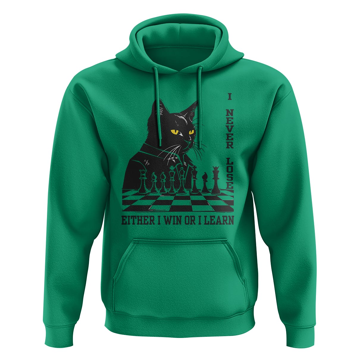 Chess Lover Hoodie I Never Lose Either I Win Or I Learn Elegant Cool Cat - Wonder Print Shop