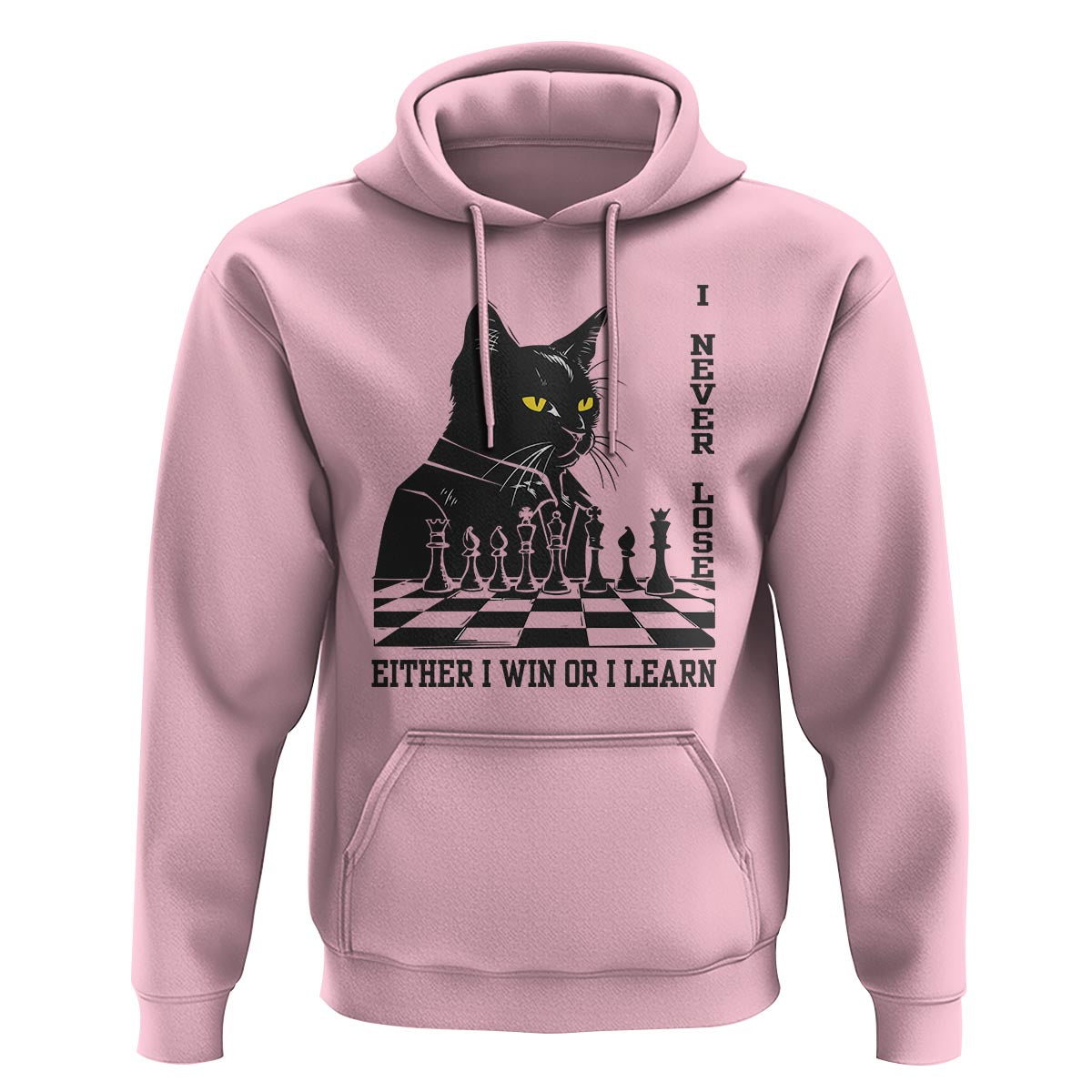Chess Lover Hoodie I Never Lose Either I Win Or I Learn Elegant Cool Cat - Wonder Print Shop