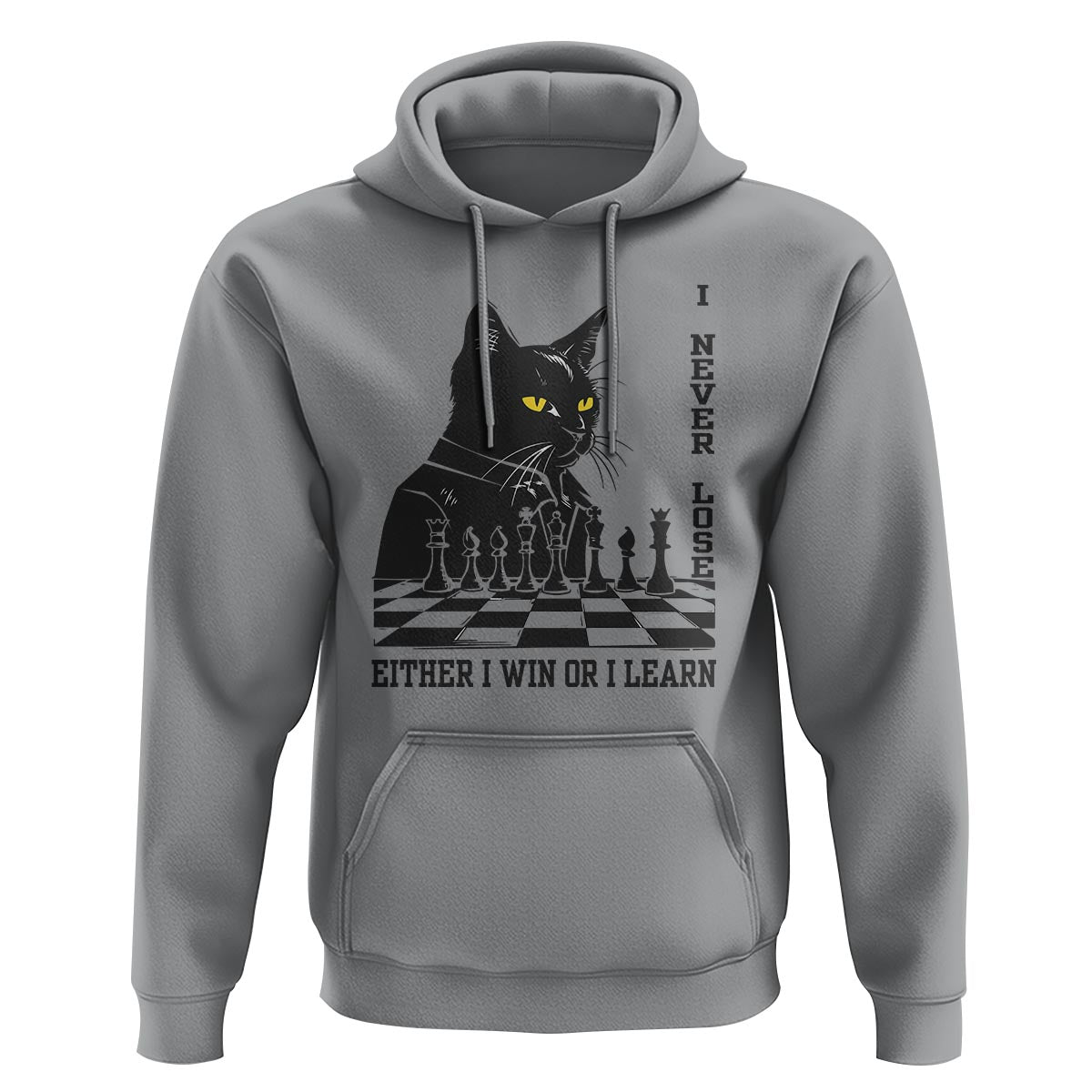 Chess Lover Hoodie I Never Lose Either I Win Or I Learn Elegant Cool Cat - Wonder Print Shop