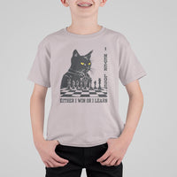 Chess Lover T Shirt For Kid I Never Lose Either I Win Or I Learn Elegant Cool Cat - Wonder Print Shop
