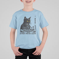 Chess Lover T Shirt For Kid I Never Lose Either I Win Or I Learn Elegant Cool Cat - Wonder Print Shop