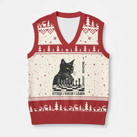 Chess Lover V-Neck Knit Sweater Vest I Never Lose Either I Win Or I Learn Elegant Cool Cat