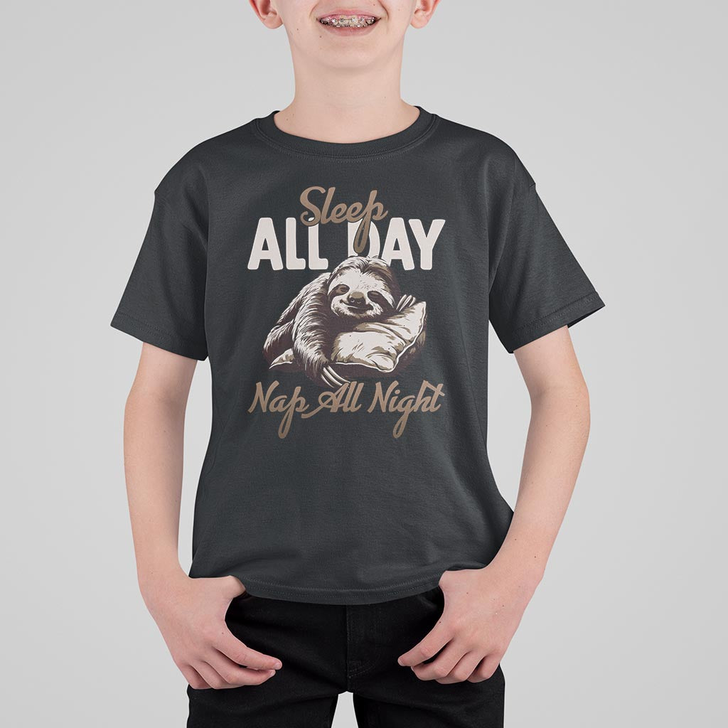 Funny Sloth T Shirt For Kid Sleep All Day Nap All Night Sleep Napping Cute - Wonder Print Shop