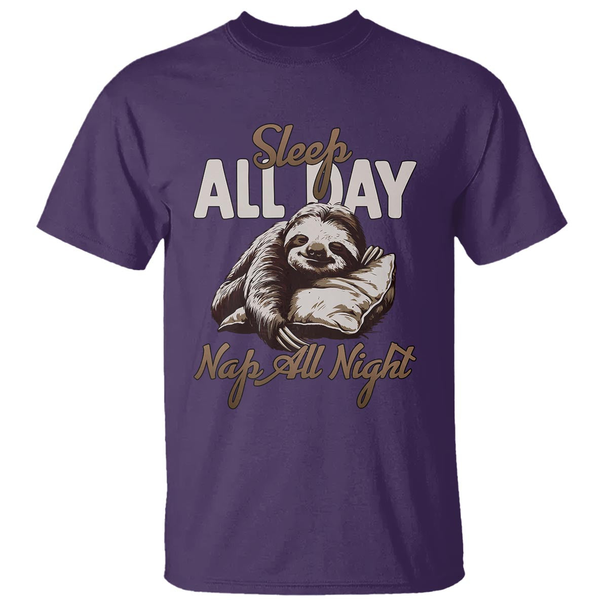 Funny Sloth T Shirt Sleep All Day Nap All Night Sleep Napping Cute - Wonder Print Shop