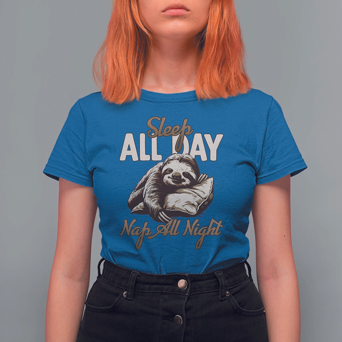 Funny Sloth T Shirt For Women Sleep All Day Nap All Night Sleep Napping Cute - Wonder Print Shop