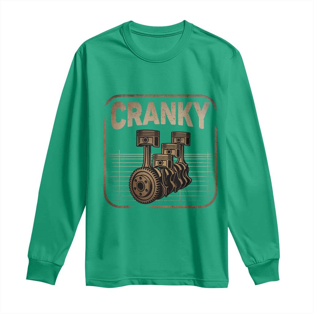 Funny Cranky Car Engine Crankshaft Cars Lover Mechanics Long Sleeve Shirt Fathers Day - Wonder Print Shop