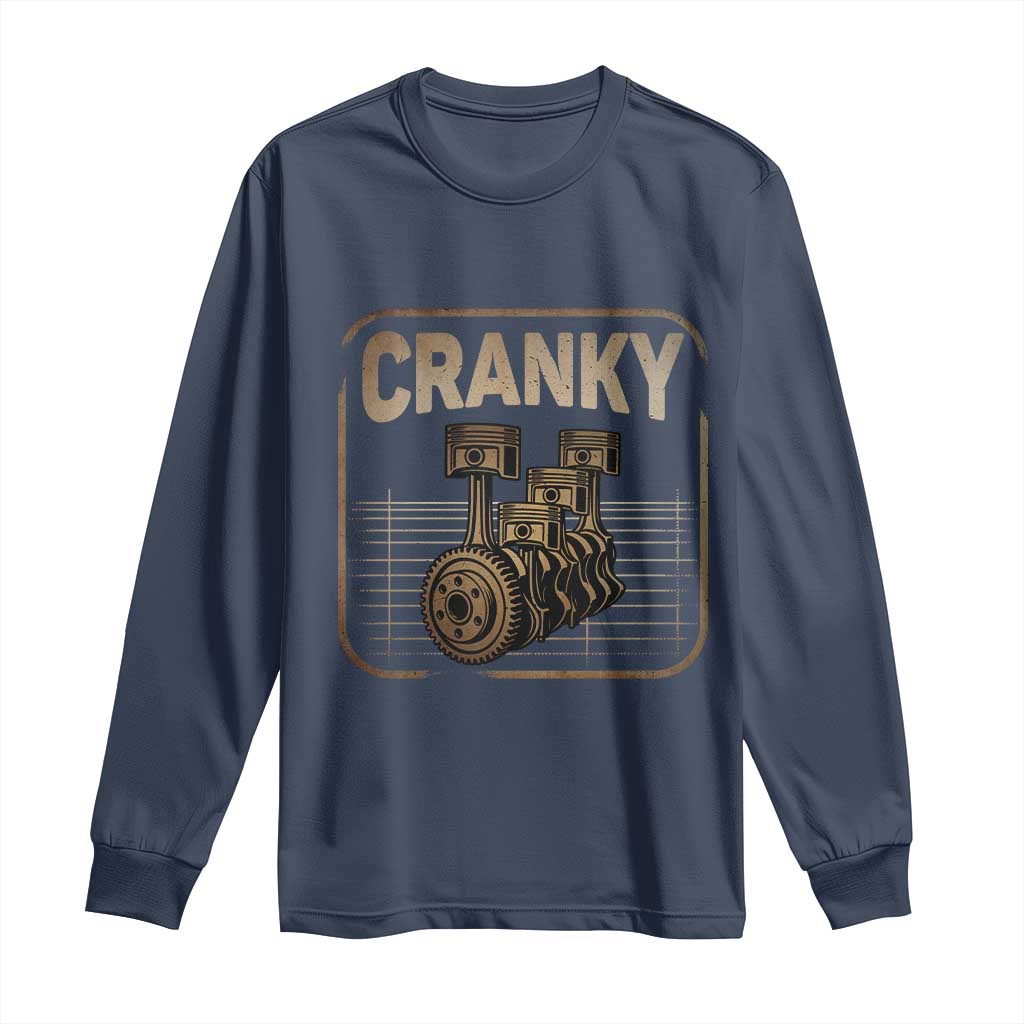 Funny Cranky Car Engine Crankshaft Cars Lover Mechanics Long Sleeve Shirt Fathers Day - Wonder Print Shop