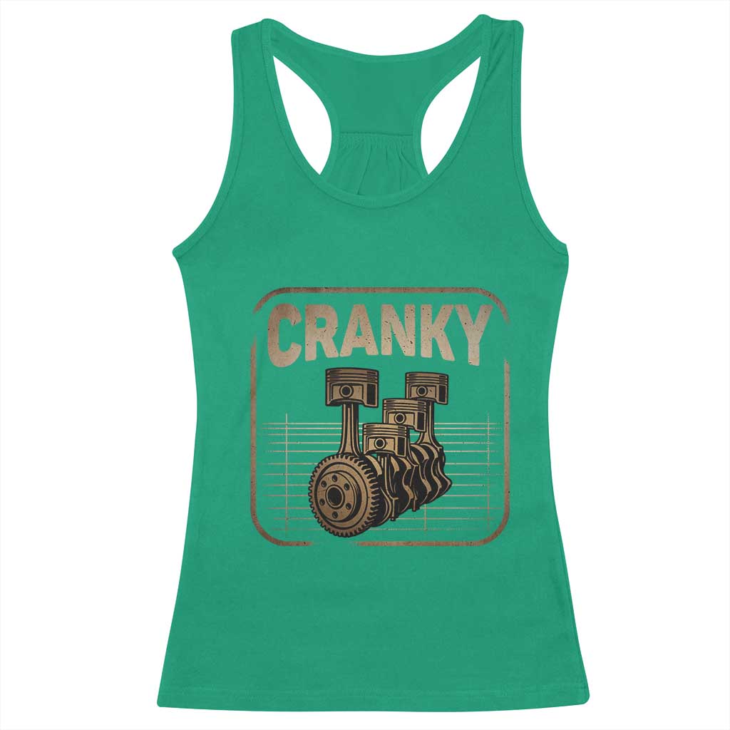 Funny Cranky Car Engine Crankshaft Cars Lover Mechanics Racerback Tank Top Fathers Day - Wonder Print Shop
