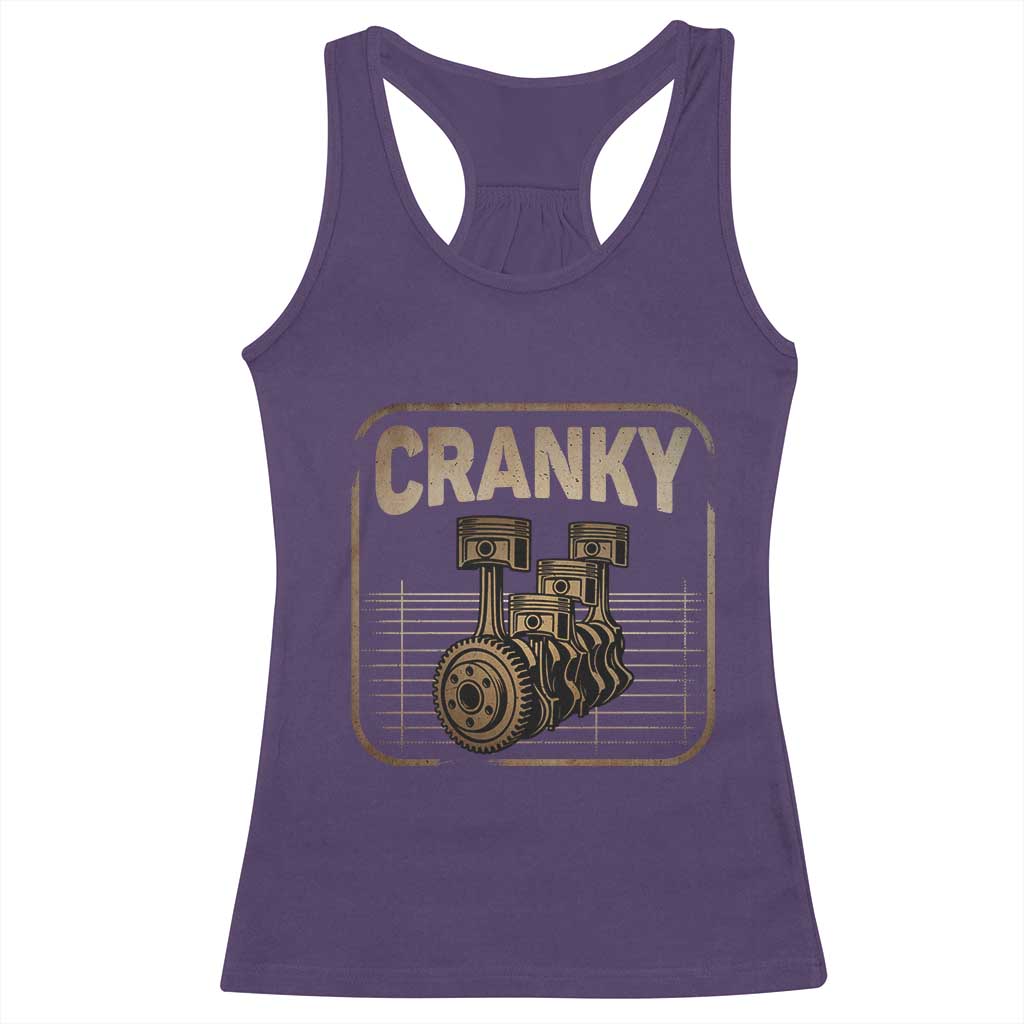Funny Cranky Car Engine Crankshaft Cars Lover Mechanics Racerback Tank Top Fathers Day - Wonder Print Shop