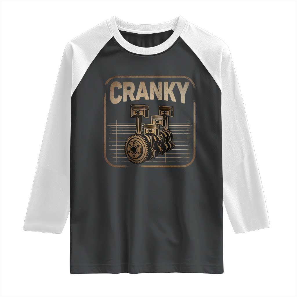 Funny Cranky Car Engine Crankshaft Cars Lover Mechanics Raglan Shirt Fathers Day - Wonder Print Shop