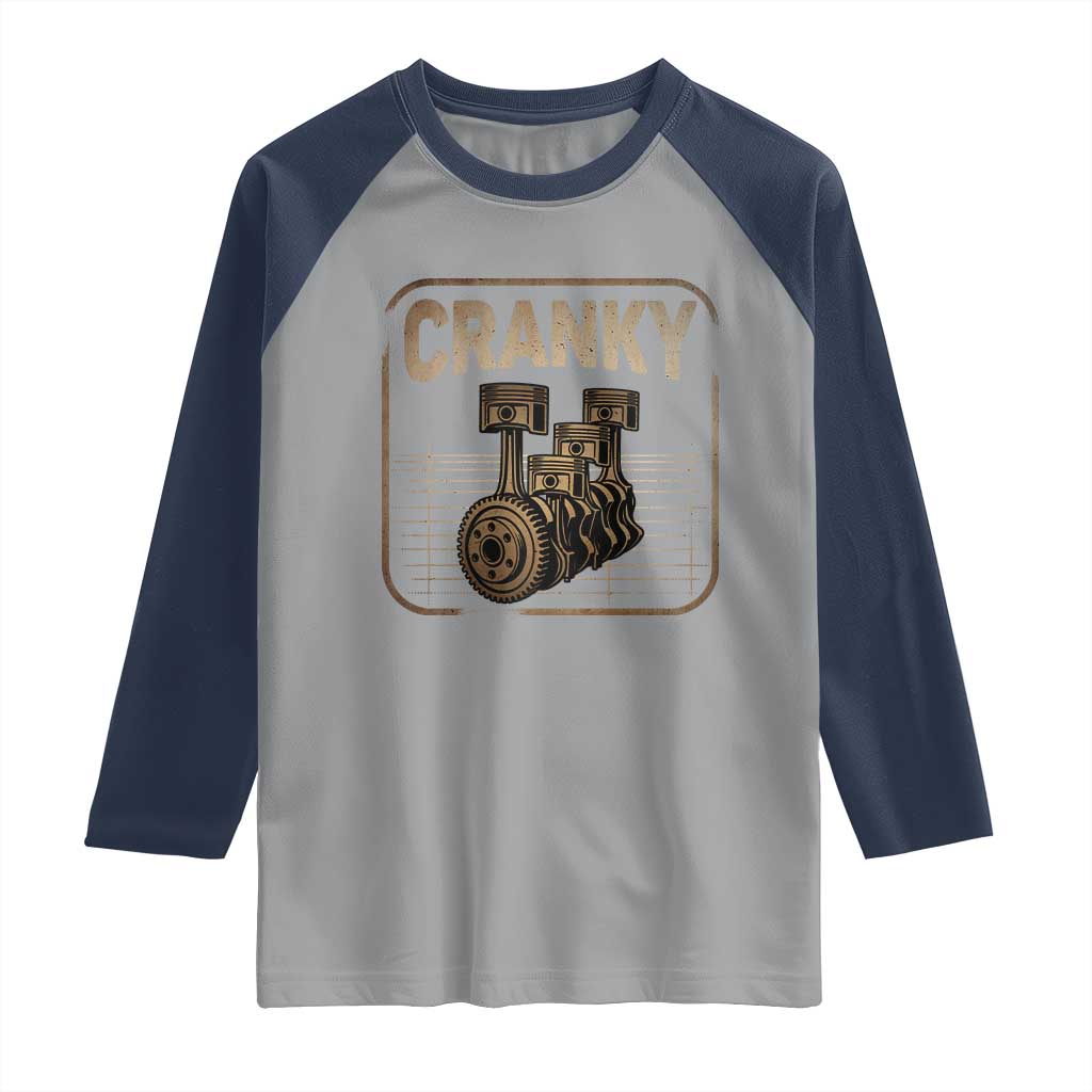 Funny Cranky Car Engine Crankshaft Cars Lover Mechanics Raglan Shirt Fathers Day - Wonder Print Shop