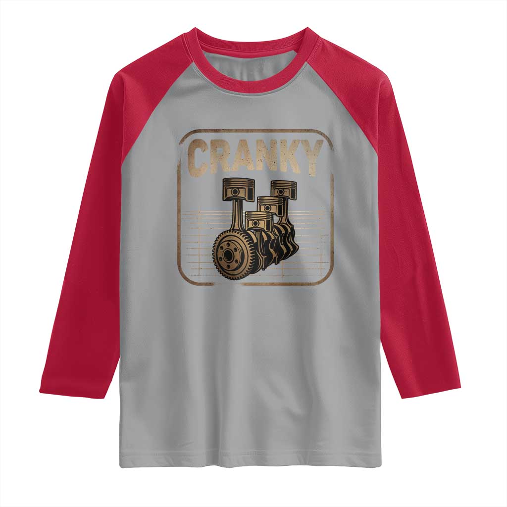 Funny Cranky Car Engine Crankshaft Cars Lover Mechanics Raglan Shirt Fathers Day - Wonder Print Shop