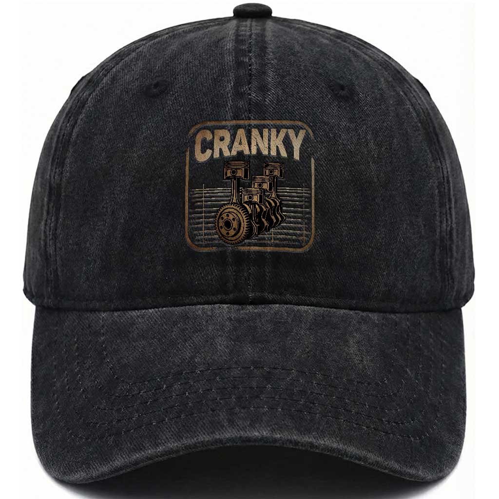 Funny Cranky Car Engine Crankshaft Cars Lover Mechanics Washed Cotton Baseball Cap Fathers Day