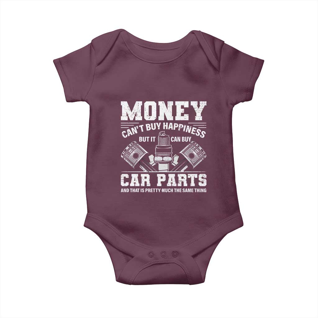 Funny Car Mechanic Gag Baby Onesie Money Cant Buy Happiness But It Can Buy Car Parts - Wonder Print Shop