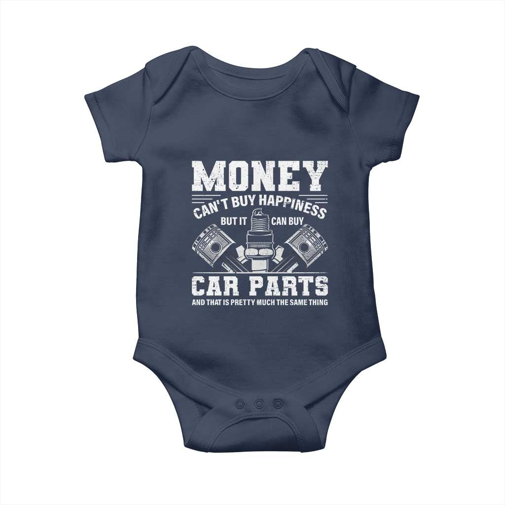 Funny Car Mechanic Gag Baby Onesie Money Cant Buy Happiness But It Can Buy Car Parts - Wonder Print Shop