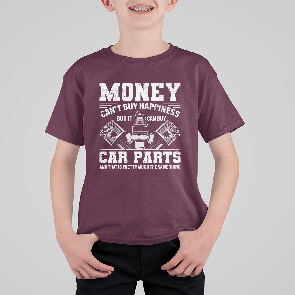 Funny Car Mechanic Gag T Shirt For Kid Money Cant Buy Happiness But It Can Buy Car Parts - Wonder Print Shop