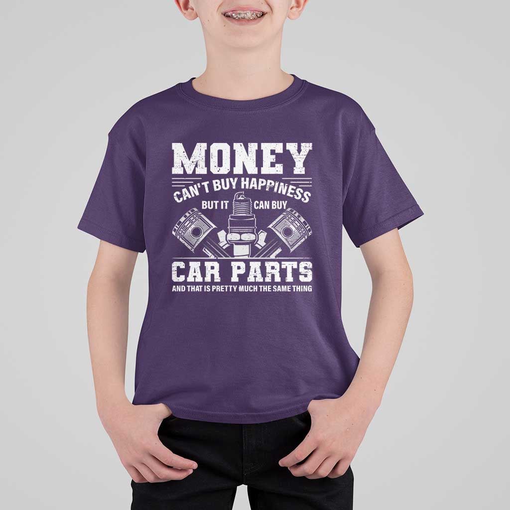 Funny Car Mechanic Gag T Shirt For Kid Money Cant Buy Happiness But It Can Buy Car Parts - Wonder Print Shop