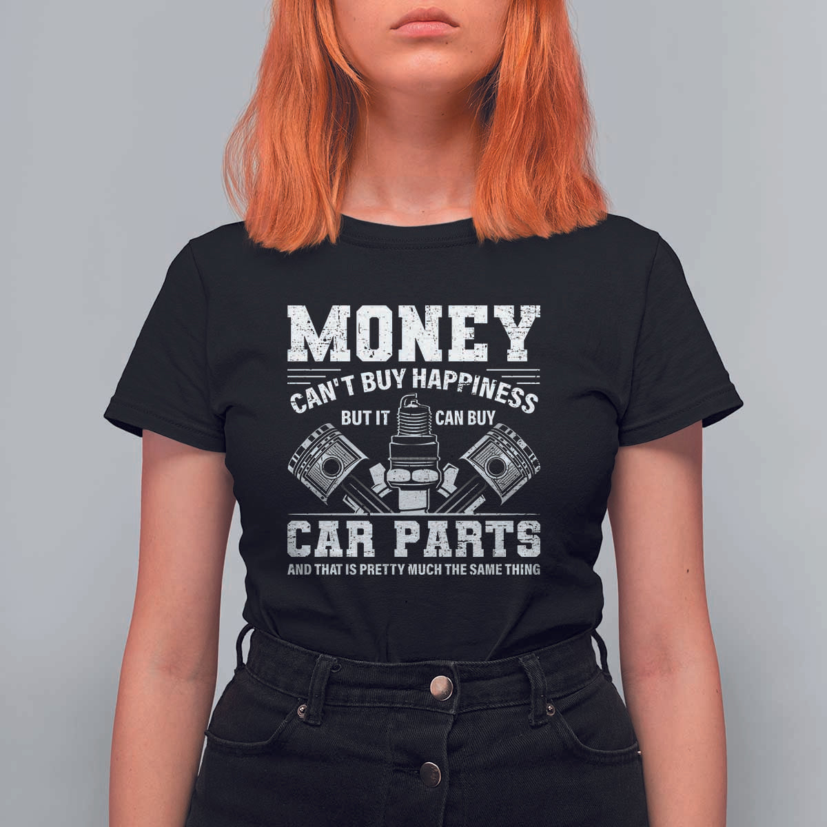Funny Car Mechanic Gag T Shirt For Women Money Cant Buy Happiness But It Can Buy Car Parts - Wonder Print Shop