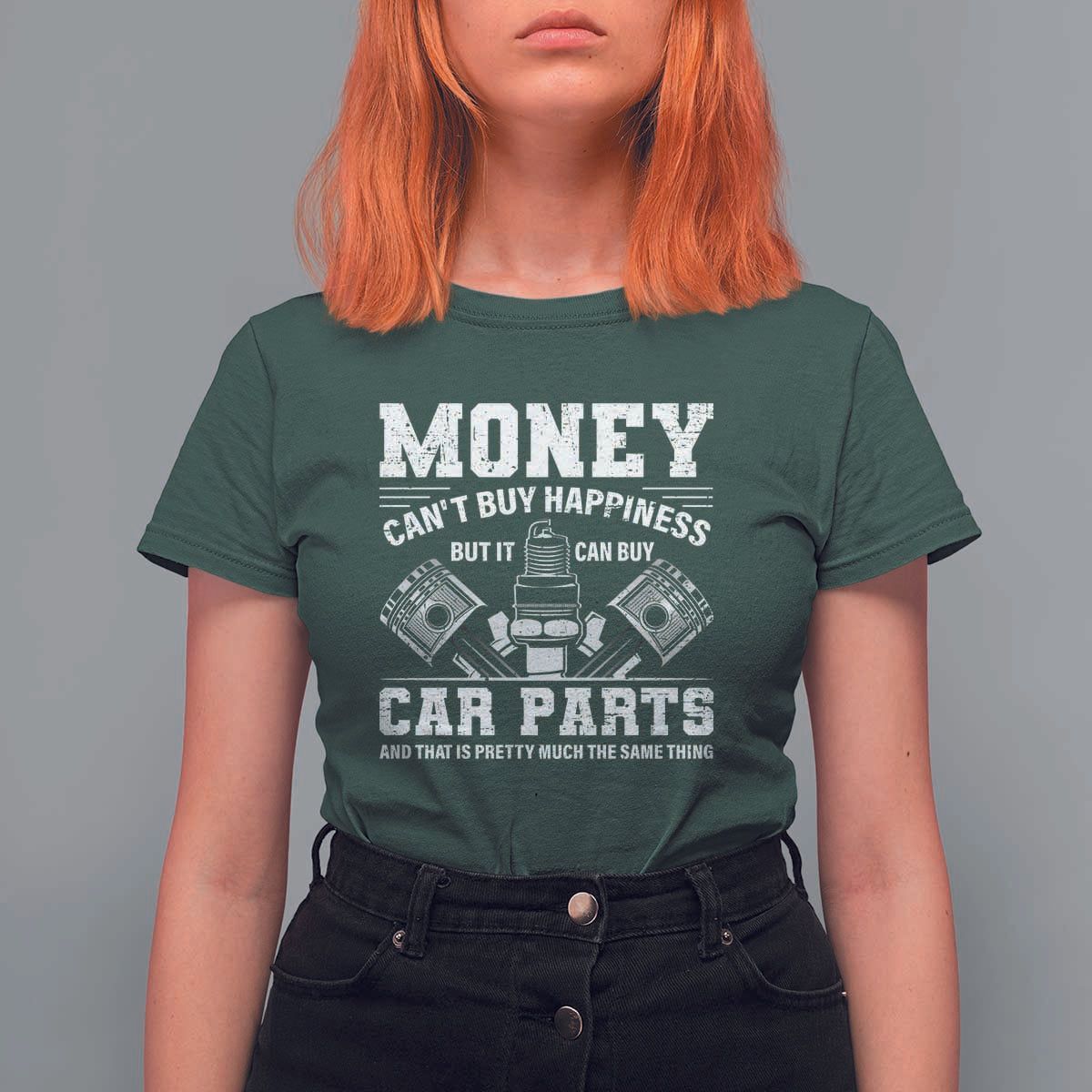 Funny Car Mechanic Gag T Shirt For Women Money Cant Buy Happiness But It Can Buy Car Parts - Wonder Print Shop