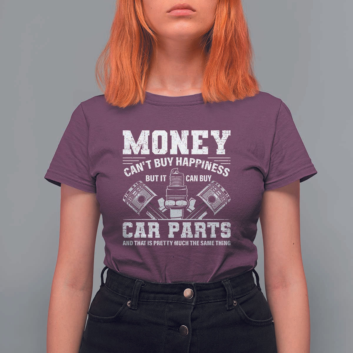 Funny Car Mechanic Gag T Shirt For Women Money Cant Buy Happiness But It Can Buy Car Parts - Wonder Print Shop