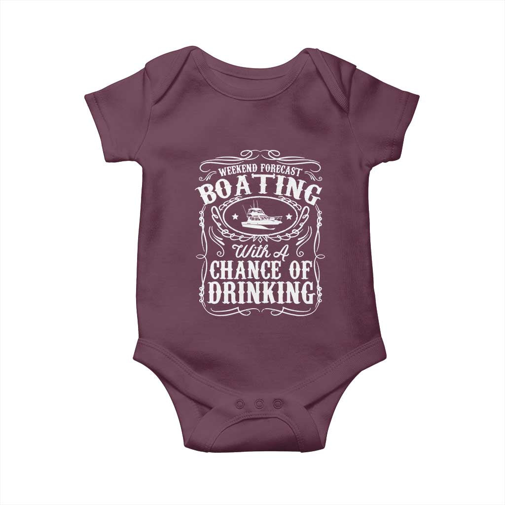Funny Weekend Forecast Boating With A Chance Of Drinking Baby Onesie Pontoon Boat Captain - Wonder Print Shop