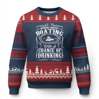 Funny Weekend Forecast Boating With A Chance Of Drinking Ugly Christmas Sweater Pontoon Boat Captain - Wonder Print Shop