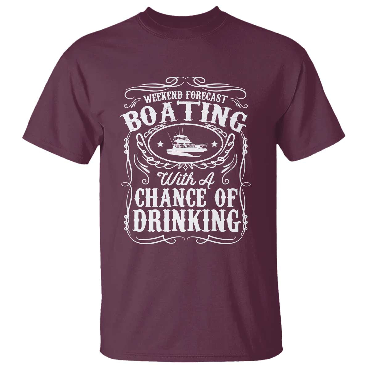Funny Weekend Forecast Boating With A Chance Of Drinking T Shirt Pontoon Boat Captain - Wonder Print Shop