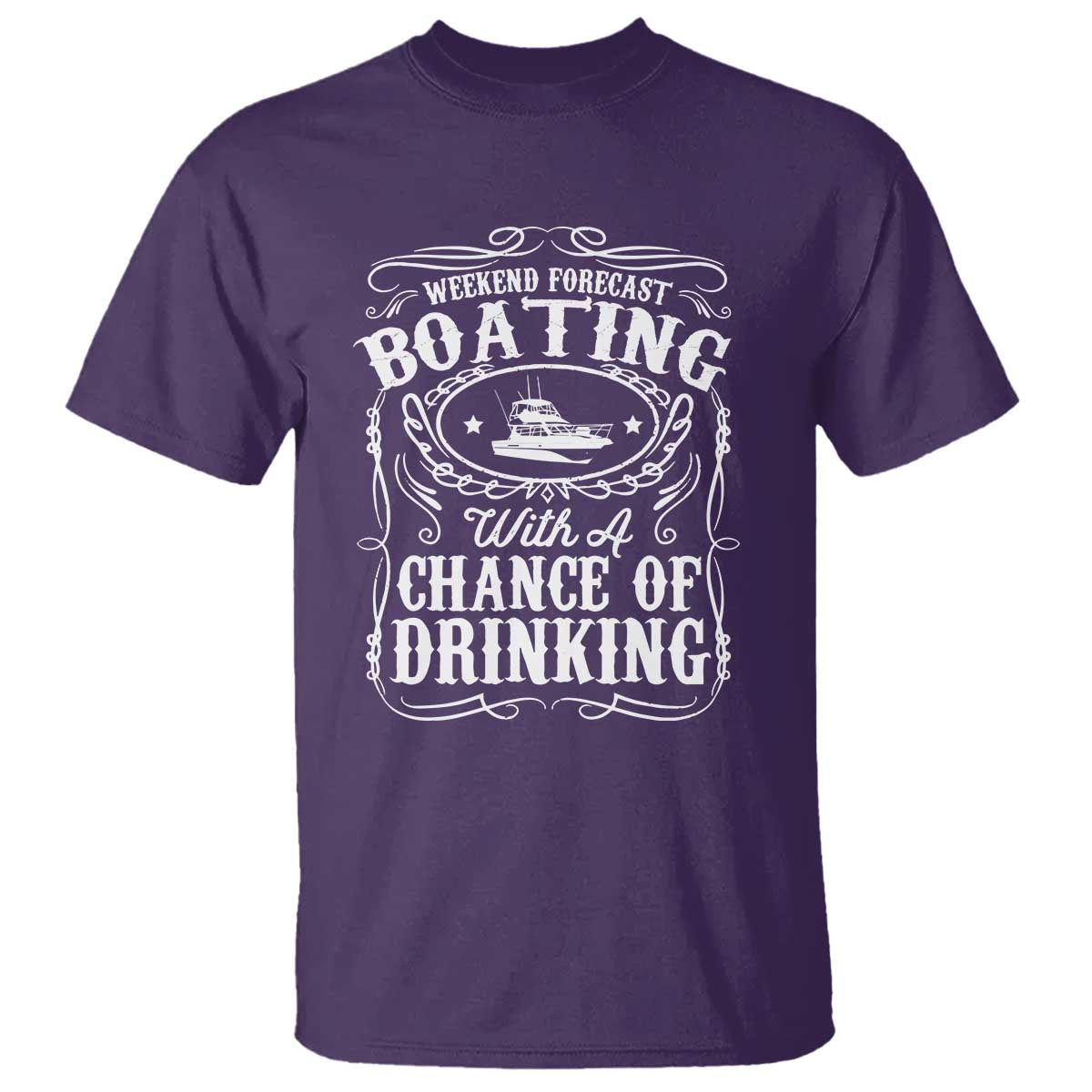 Funny Weekend Forecast Boating With A Chance Of Drinking T Shirt Pontoon Boat Captain - Wonder Print Shop