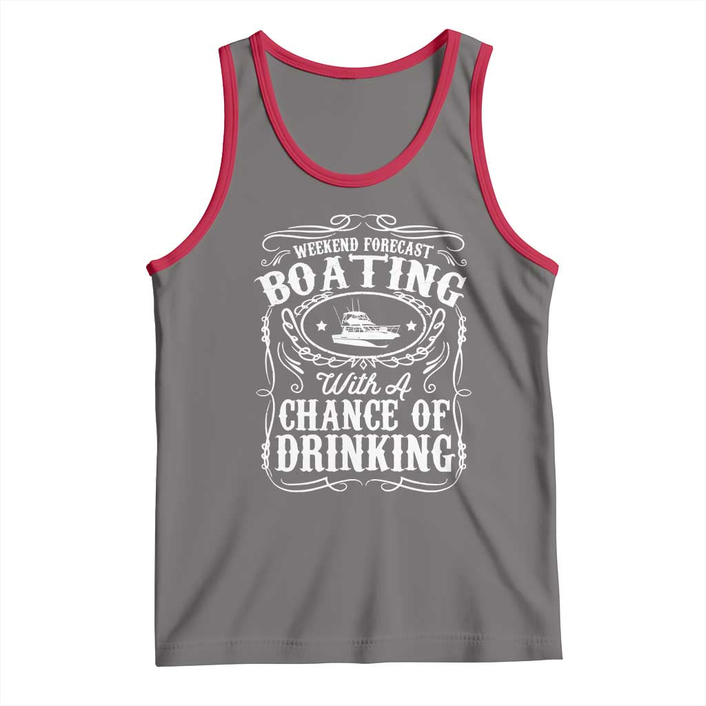 Funny Weekend Forecast Boating With A Chance Of Drinking Tank Top Pontoon Boat Captain - Wonder Print Shop