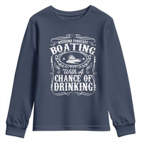 Funny Weekend Forecast Boating With A Chance Of Drinking Youth Sweatshirt Pontoon Boat Captain - Wonder Print Shop