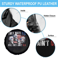 Funny They Hate Us Cuz They Ain't Us Spare Tire Cover Founding Fathers 4th of July American Flag - Wonder Print Shop