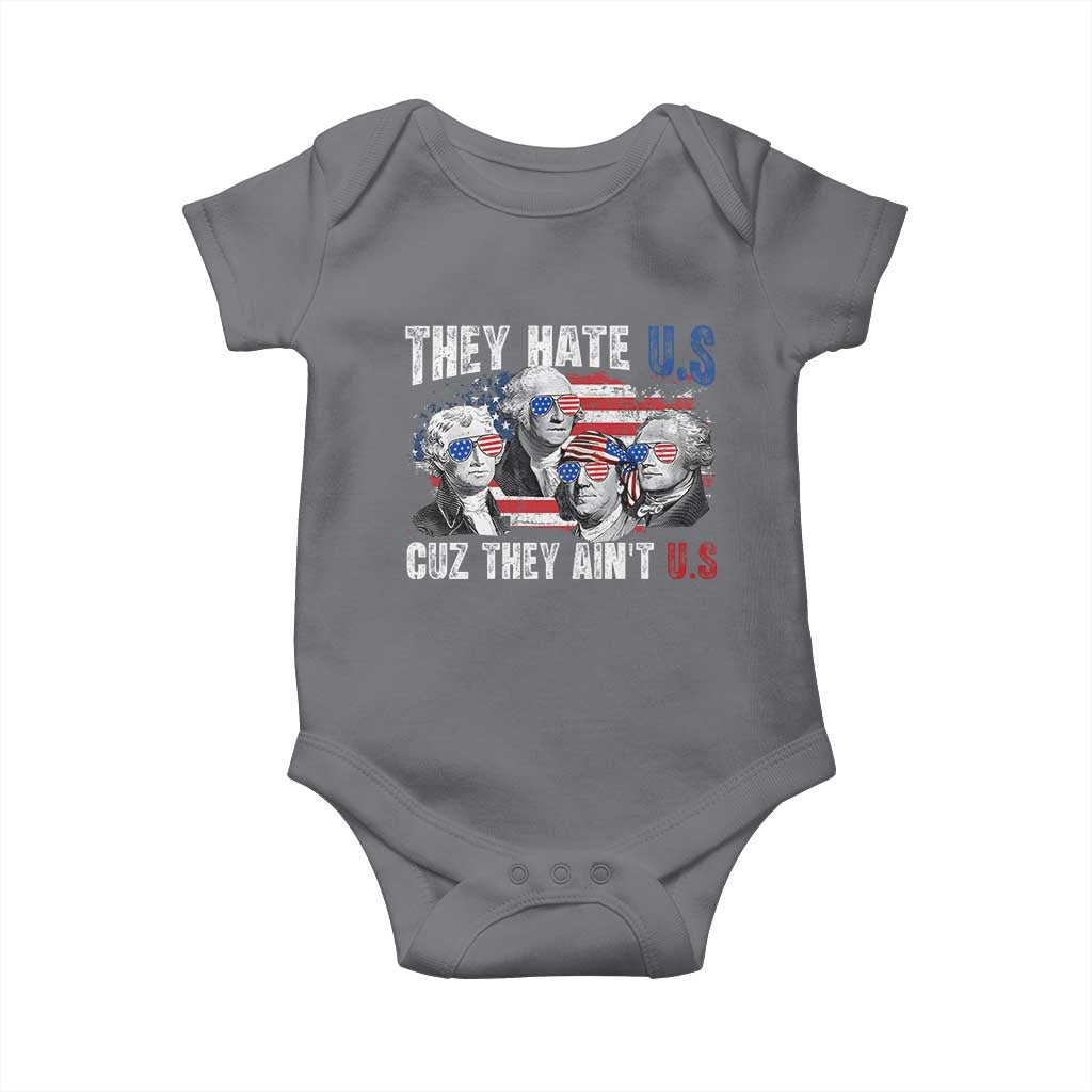 Funny They Hate Us Cuz They Ain't Us Baby Onesie Founding Fathers 4th of July American Flag - Wonder Print Shop