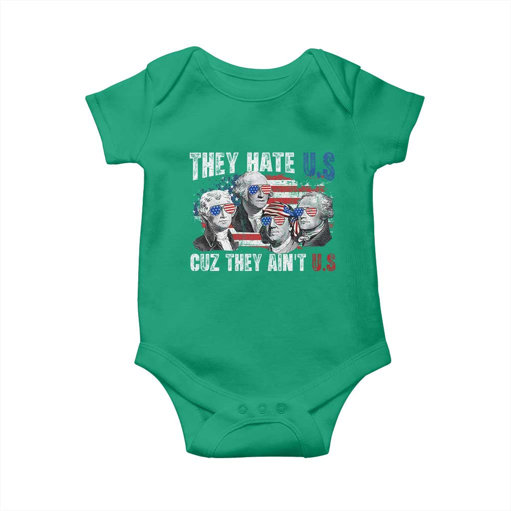 Funny They Hate Us Cuz They Ain't Us Baby Onesie Founding Fathers 4th of July American Flag - Wonder Print Shop