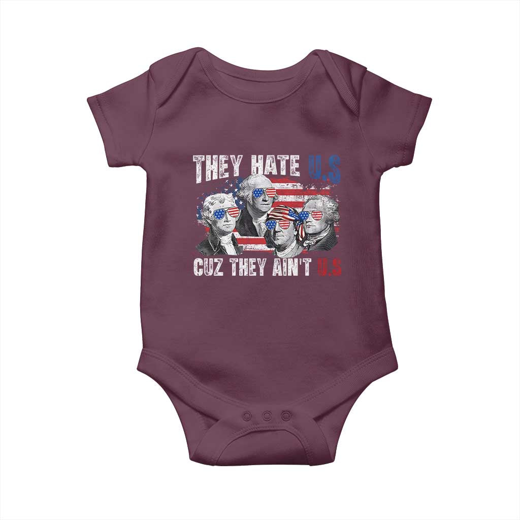 Funny They Hate Us Cuz They Ain't Us Baby Onesie Founding Fathers 4th of July American Flag - Wonder Print Shop