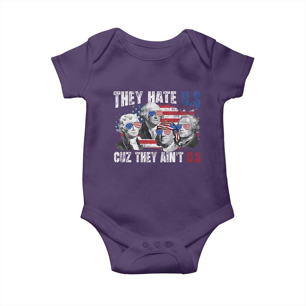 Funny They Hate Us Cuz They Ain't Us Baby Onesie Founding Fathers 4th of July American Flag - Wonder Print Shop