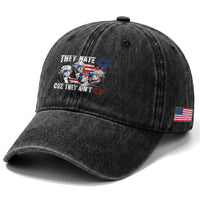 Funny They Hate Us Cuz They Ain't Us Washed Cotton Baseball Cap Founding Fathers 4th of July American Flag
