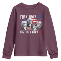 Funny They Hate Us Cuz They Ain't Us Youth Sweatshirt Founding Fathers 4th of July American Flag - Wonder Print Shop