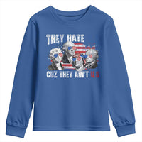 Funny They Hate Us Cuz They Ain't Us Youth Sweatshirt Founding Fathers 4th of July American Flag - Wonder Print Shop