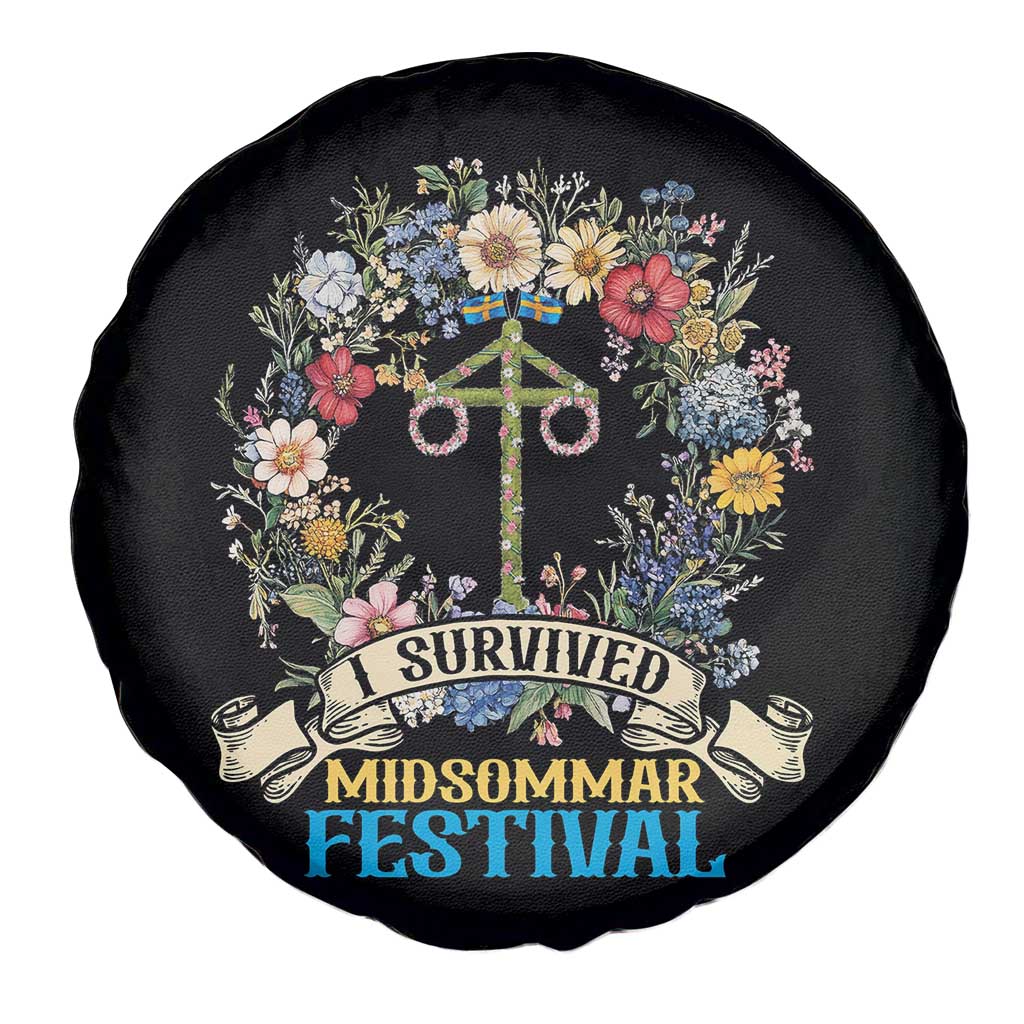 Funny I Survived Midsommar Festival Spare Tire Cover Sweden Summer Festival Maypole
