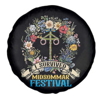 Funny I Survived Midsommar Festival Spare Tire Cover Sweden Summer Festival Maypole