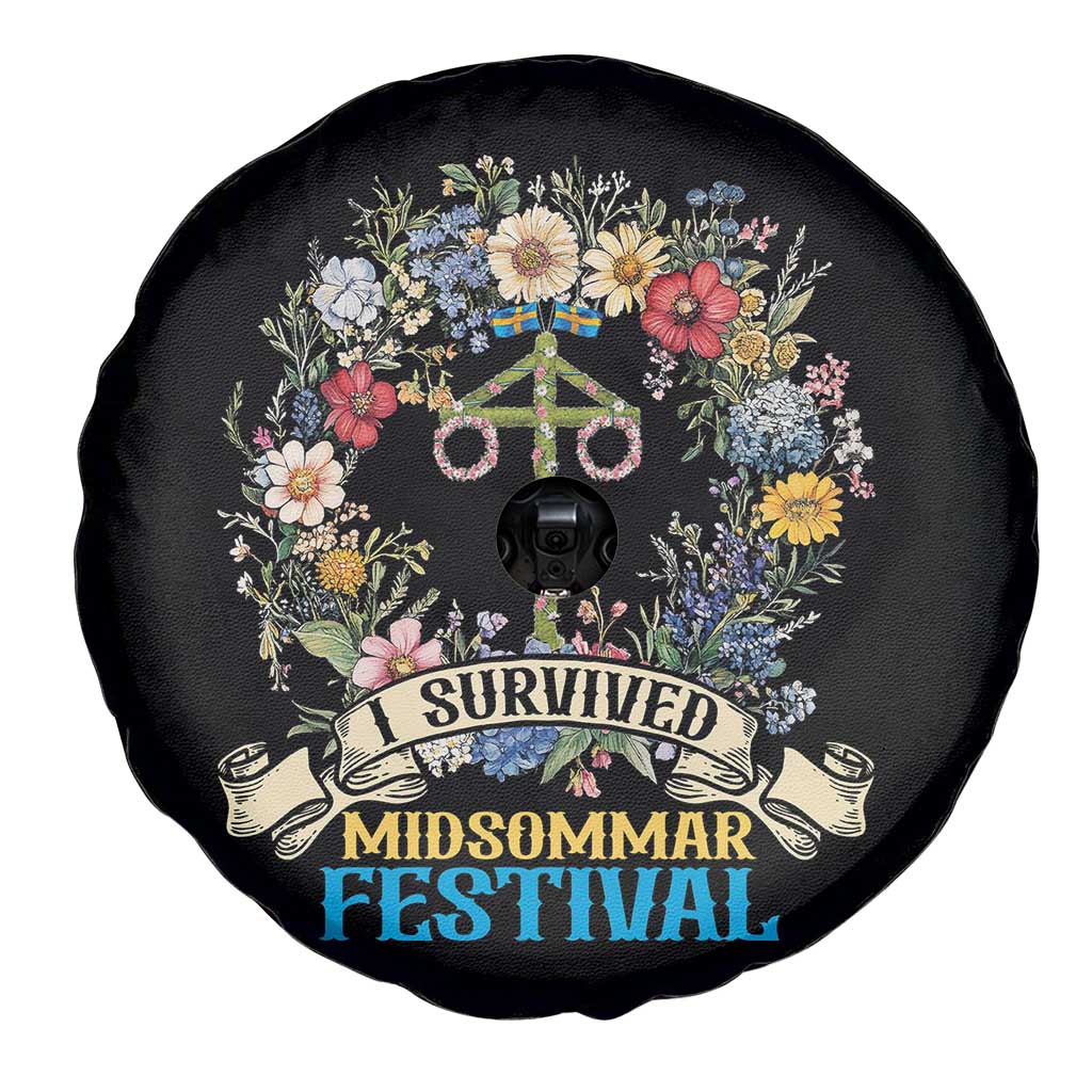 Funny I Survived Midsommar Festival Spare Tire Cover Sweden Summer Festival Maypole