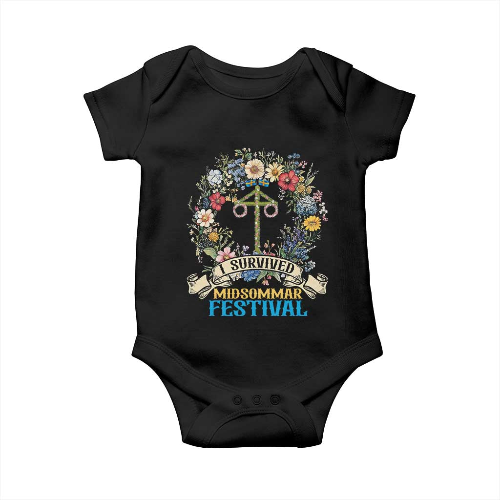 Funny I Survived Midsommar Festival Baby Onesie Sweden Summer Festival Maypole