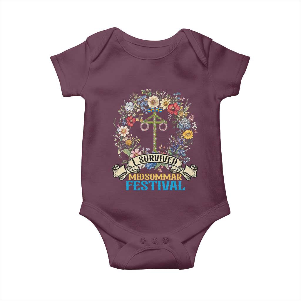 Funny I Survived Midsommar Festival Baby Onesie Sweden Summer Festival Maypole