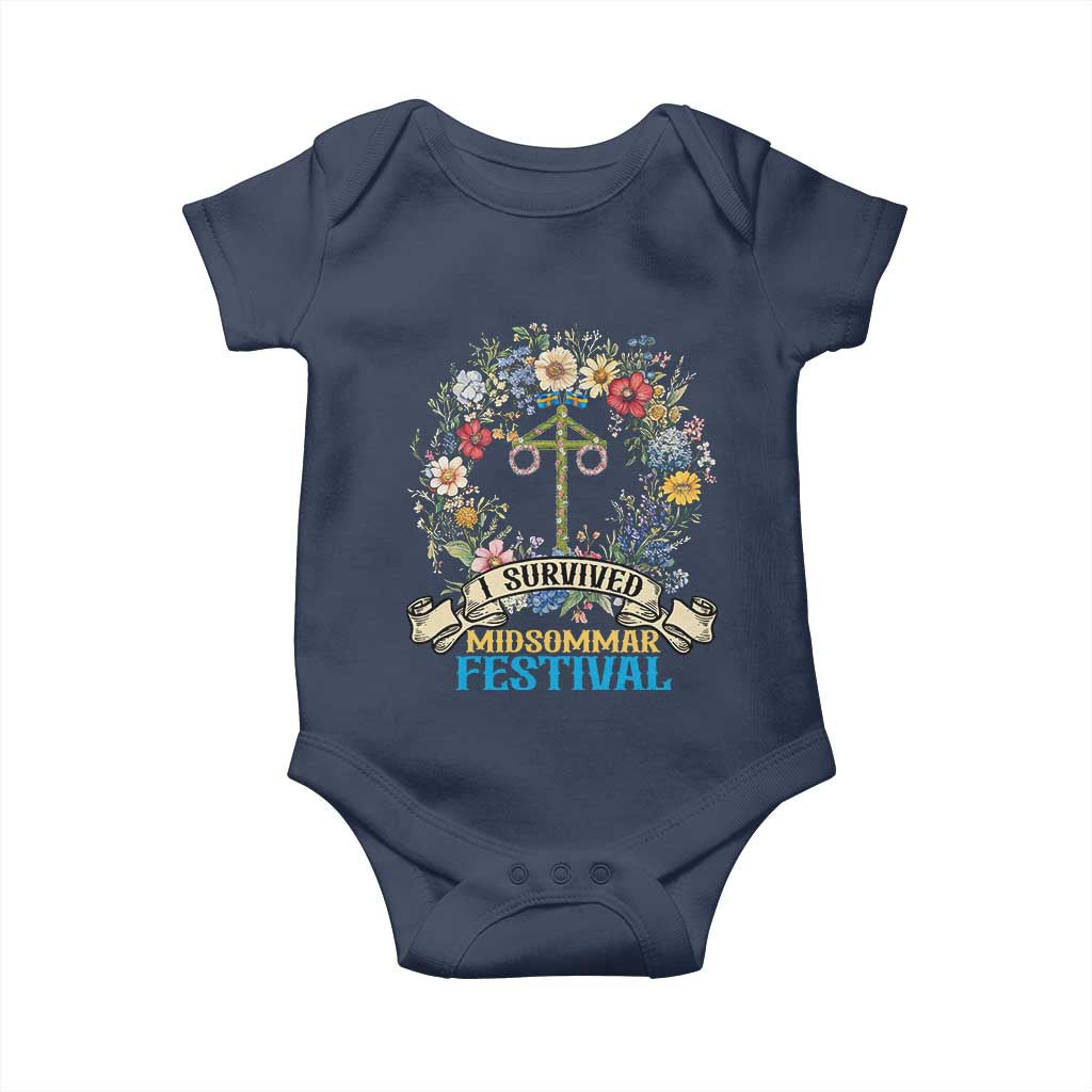 Funny I Survived Midsommar Festival Baby Onesie Sweden Summer Festival Maypole