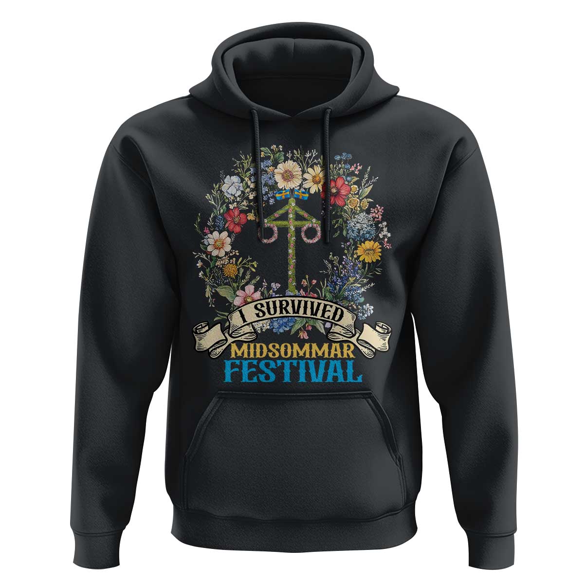 Funny I Survived Midsommar Festival Hoodie Sweden Summer Festival Maypole